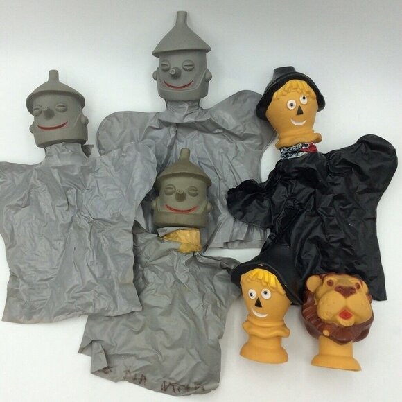 Vintage 60s Wizard of Oz Warner Brothers Rubber Puppets Plastic Lot 6 - Picture 1 of 12